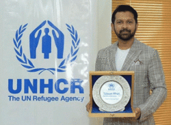 তাহসান হলেন জাতিসংঘের শরণার্থী সংস্থার শুভেচ্ছা দূত।