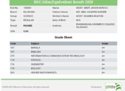 গোল্ডেন এ প্লাস (A+) পেয়ে কৃতকার্য।