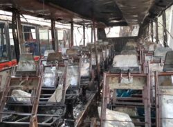 হরতালে রাজশাহীতে বিআরটিসির দুটি বাসে আগুন