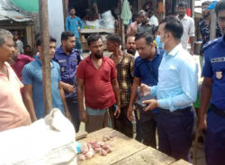 কলাপাড়ায় পঁচা গরুর মাংস বিক্রির দায়ে ব্যবসায়ীকে জরিমানা।।