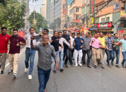 অবরোধের সমর্থনে রাজধানীতে স্বেচ্ছাসেবক দলের মিছিল