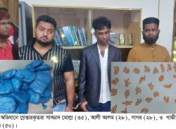 ফকিরহাটে ২৪ কেজি গাঁজা ও ৩৬০ পিস ইয়াবাসহ চার মাদক কারবারি গ্রেপ্তার