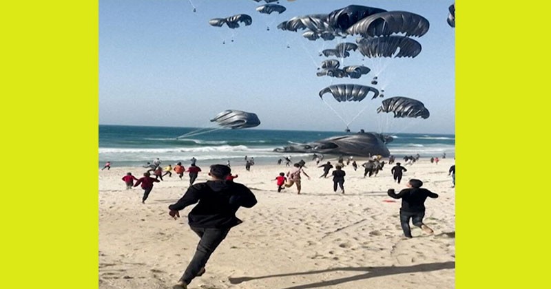 ফিলিস্তিনের গাজা উপত্যকায় বিমান থেকে ফেলা ত্রাণ নিতে গিয়ে নিহত ১৮