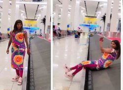 বিমানবন্দরের ভেতরেও দেখা মিলল তরুণীর অদ্ভুত কাণ্ড।   