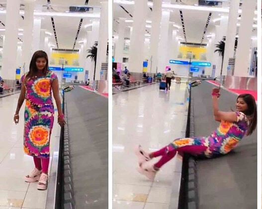 বিমানবন্দরের ভেতরেও দেখা মিলল তরুণীর অদ্ভুত কাণ্ড।   