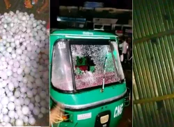 শিলাবৃষ্টির তাণ্ডব: সিলেটে ভাঙল বাসাবাড়ি ও গাড়ির কাচ