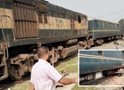 রাজবাড়ীতে মালবাহী ট্রেন লাইনচ্যুত হয়ে রেল যোগাযোগ বন্ধ