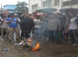 পটুয়াখালীর দুমকীতে পবি প্রবির বিক্ষোভ মিছিল, মুদির কুশপুত্তলিকা দাহ।