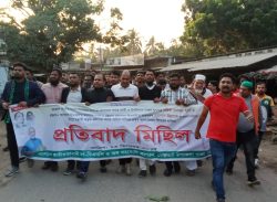 ইনকিলাব মঞ্চের মুখপাত্র শরীফ ওসমান হাদির ওপর হামলার প্রতিবাদে বাগেরহাট জেলার মোল্লাহাট উপজেলা বিএনপি’র উদ্যোগে এক প্রতিবাদ মিছিল অনুষ্ঠিত হয়েছে।